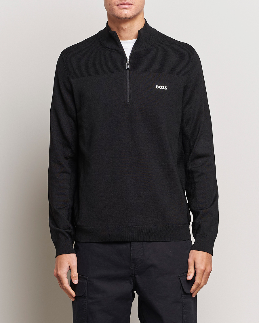 BOSS GREEN Momentum Knitted Half Zip Black