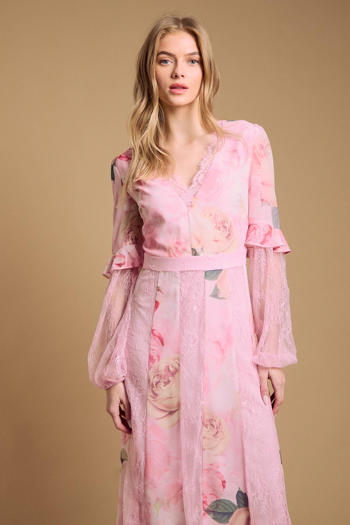 Oasis Robe Midi À Empiècements De Dentelle