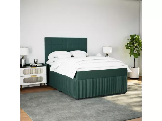 Sommier à lattes de lit et matelas Vert foncé 140x190cm Velours