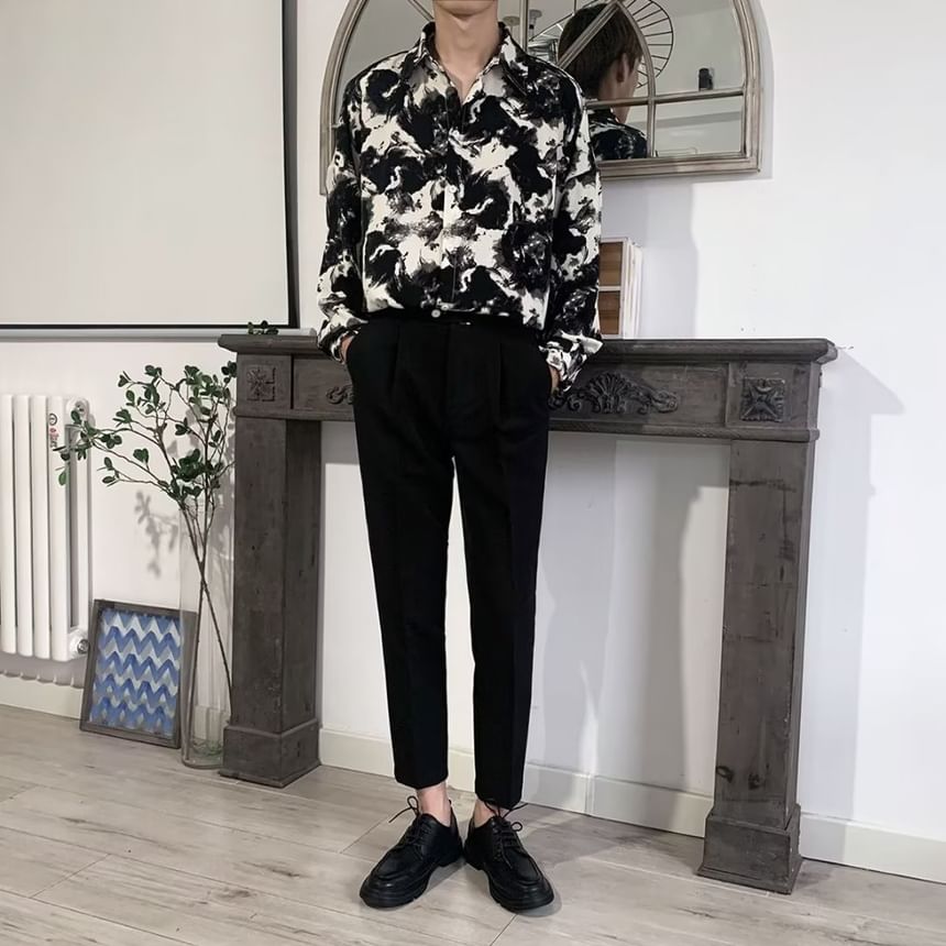Femilina - Shirt met lange mouwen en kraag en print