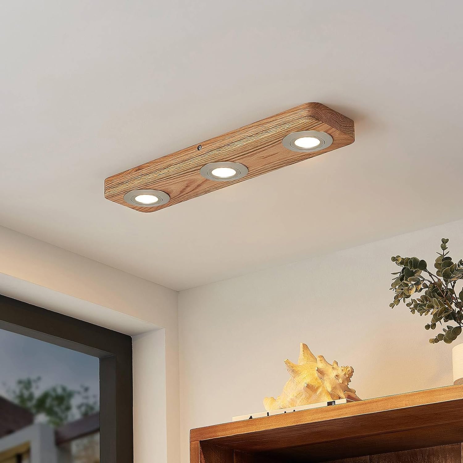 Lindby ,schwenkbar (Modern) aus Holz (3 flammig,) - Deckenleuchte Lampe Wohnzimmerleuchte