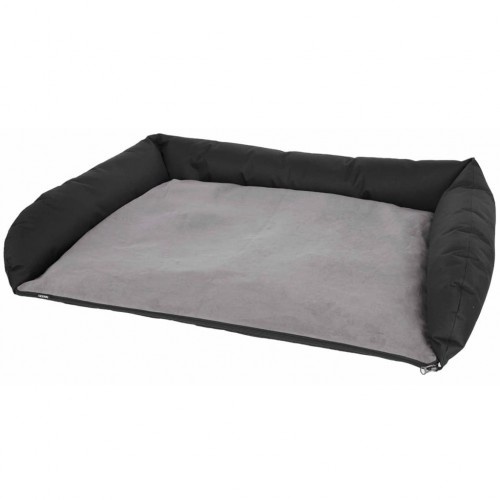 Cama cinza em formato de carro para cães