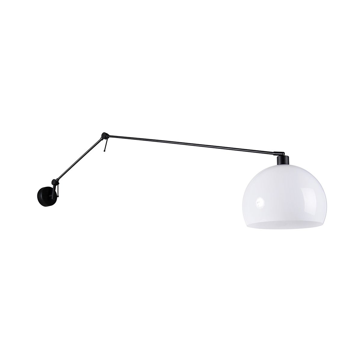 Wandlamp zwart met kap wit 30 cm verstelbaar - Blitz