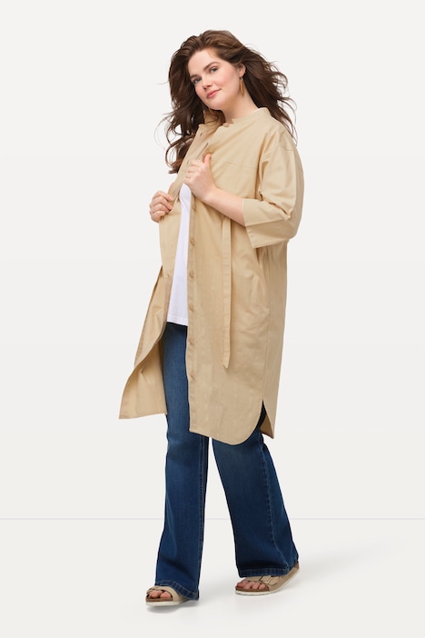 Longjacke, Streifenstruktur, 3/4-Arm, Biobaumwolle