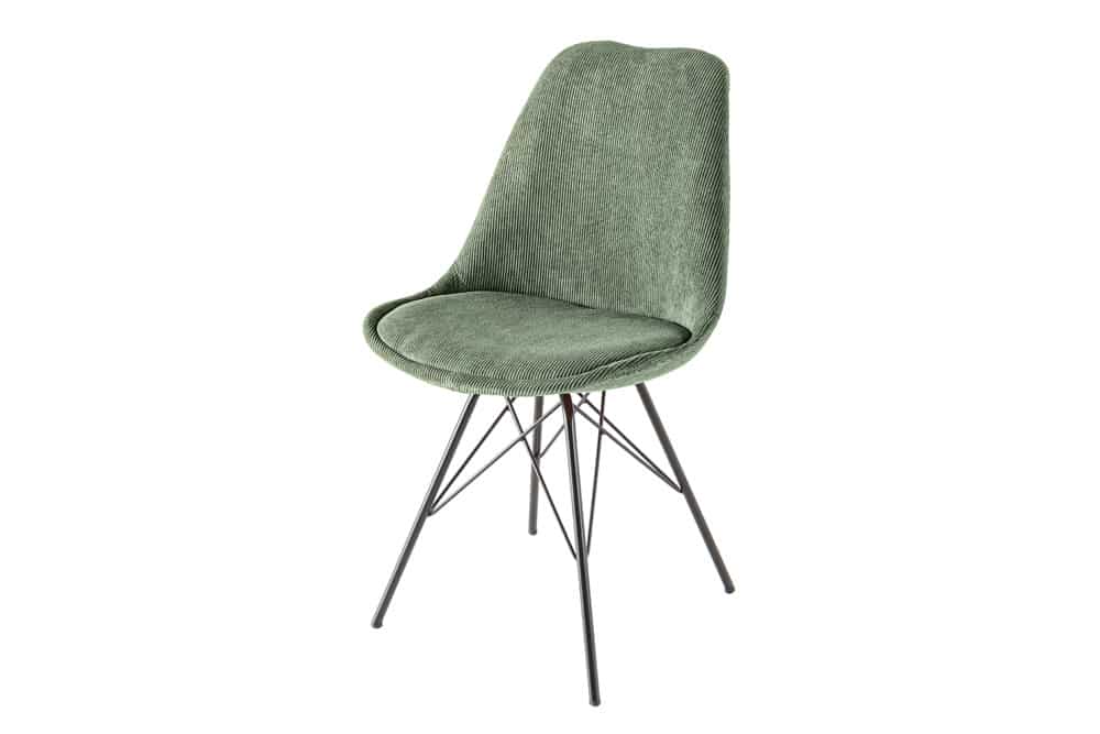Design Stuhl SCANDINAVIA MEISTERSTÜCK grün Cord schwarz Metall-Gestell
