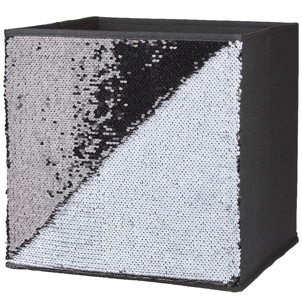 Panière Box Cube 31x29x31cm sequins noir