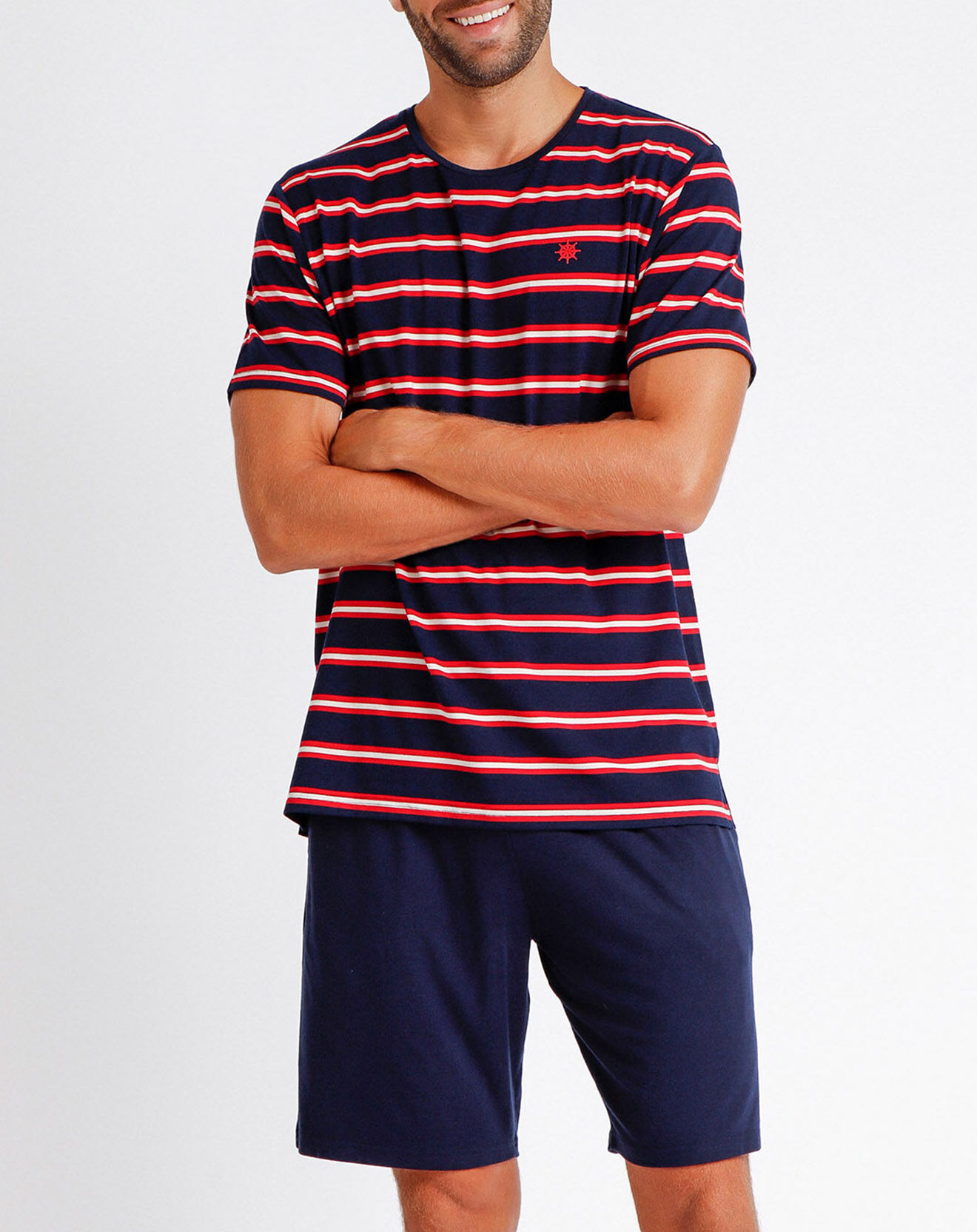 Admas Pyjama Roue de bateau bleu marine/rouge