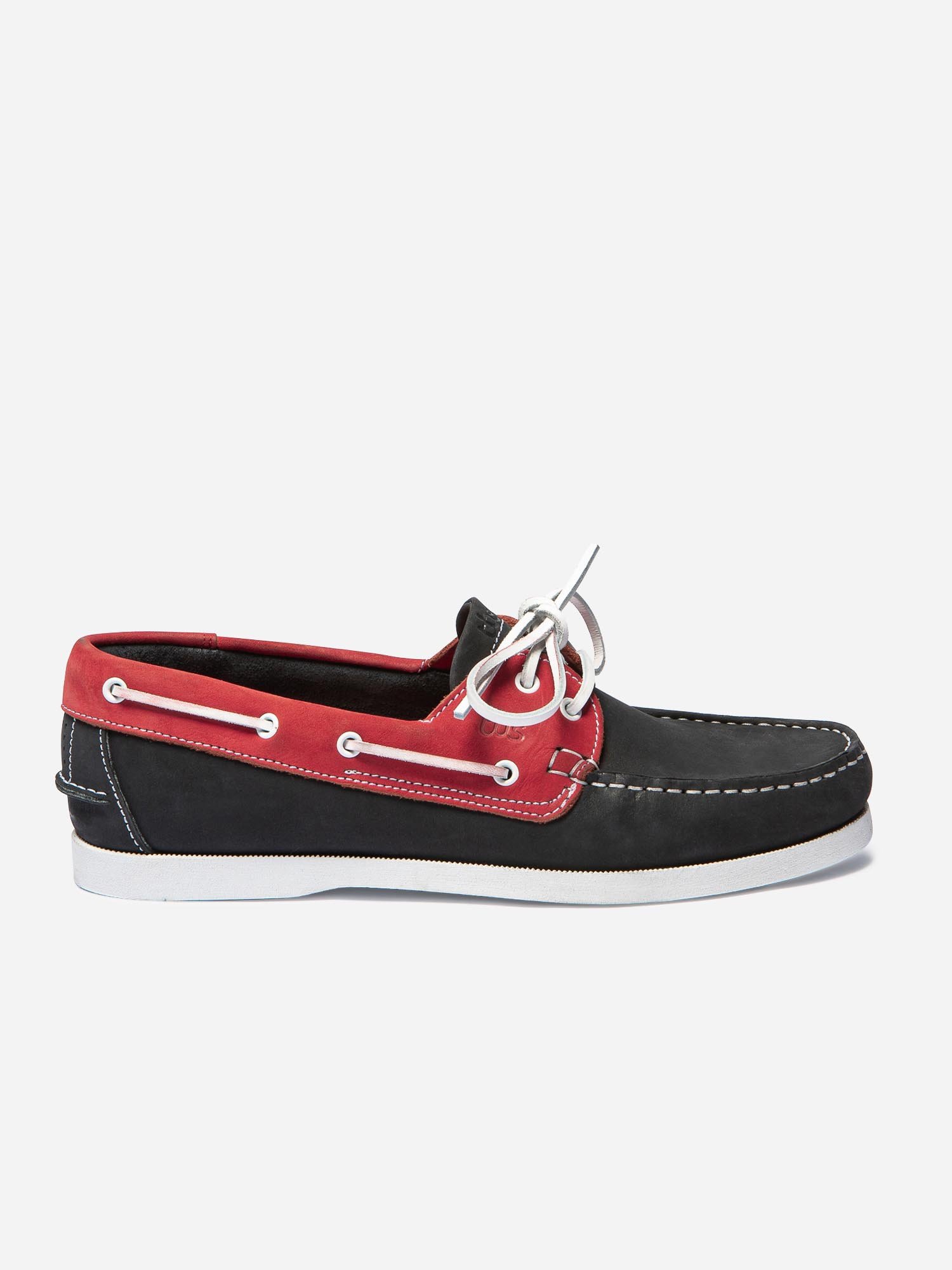 Chaussures Bateau Homme Semelle Grip Cuir Rouge et Bleu