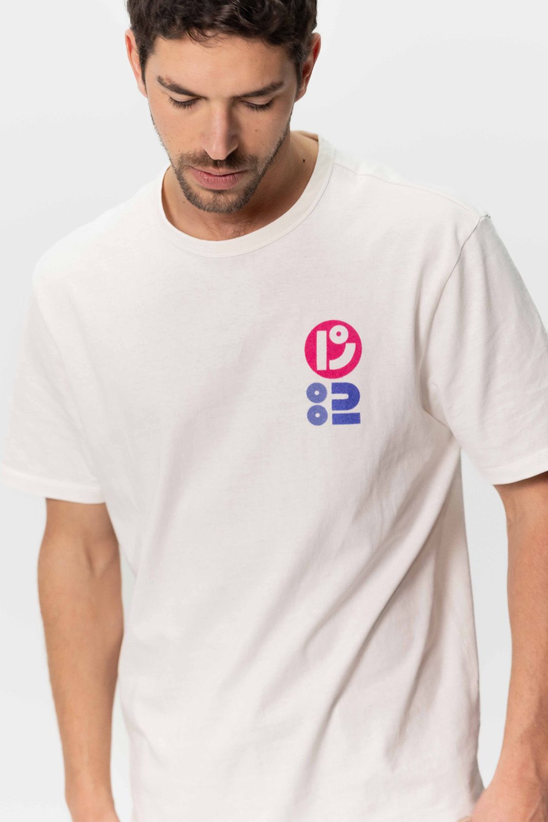 Wit katoenen T-shirt met artwork