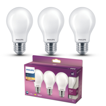 Philips LED peerlamp mat E27 75W warmwit licht 3 stuks