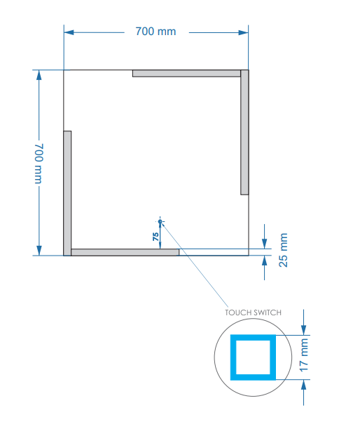 Gliss Design Melite spiegel met LED-verlichting en verwarming 70x70cm