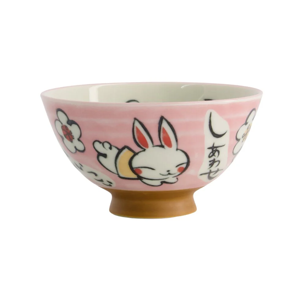 Tokyo Design Studio  Kawaii Rabbit Rice skål, pink - 300 ml.