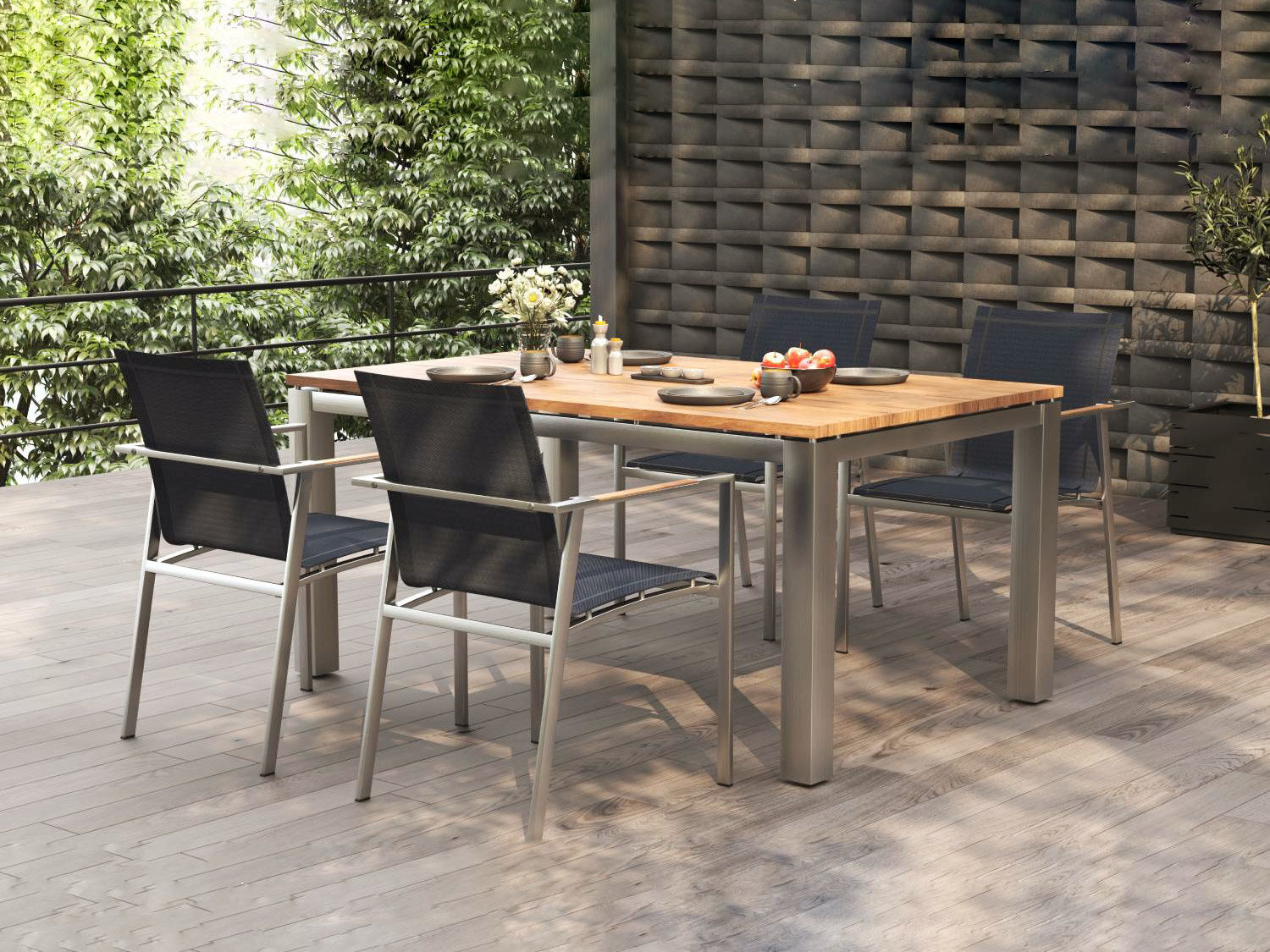 Gartentisch Edelstahl Teak Premium