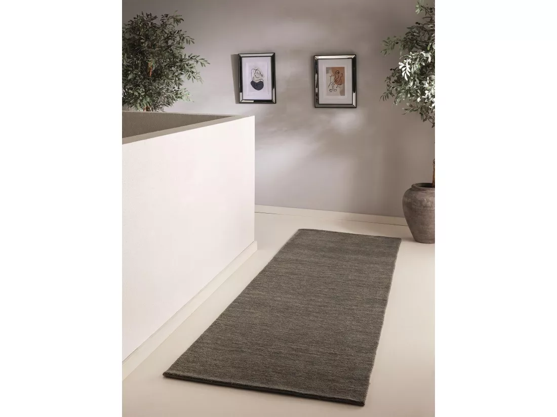 Tapis de couloir en laine Jamal Gris 80x300 cm