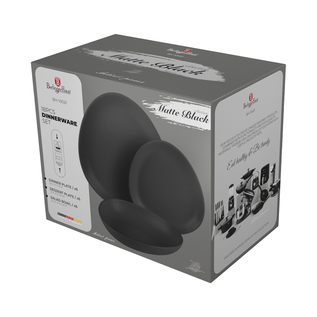 Berlinger Haus 18-teiliges Teller-Set Oval Matte Black Collection