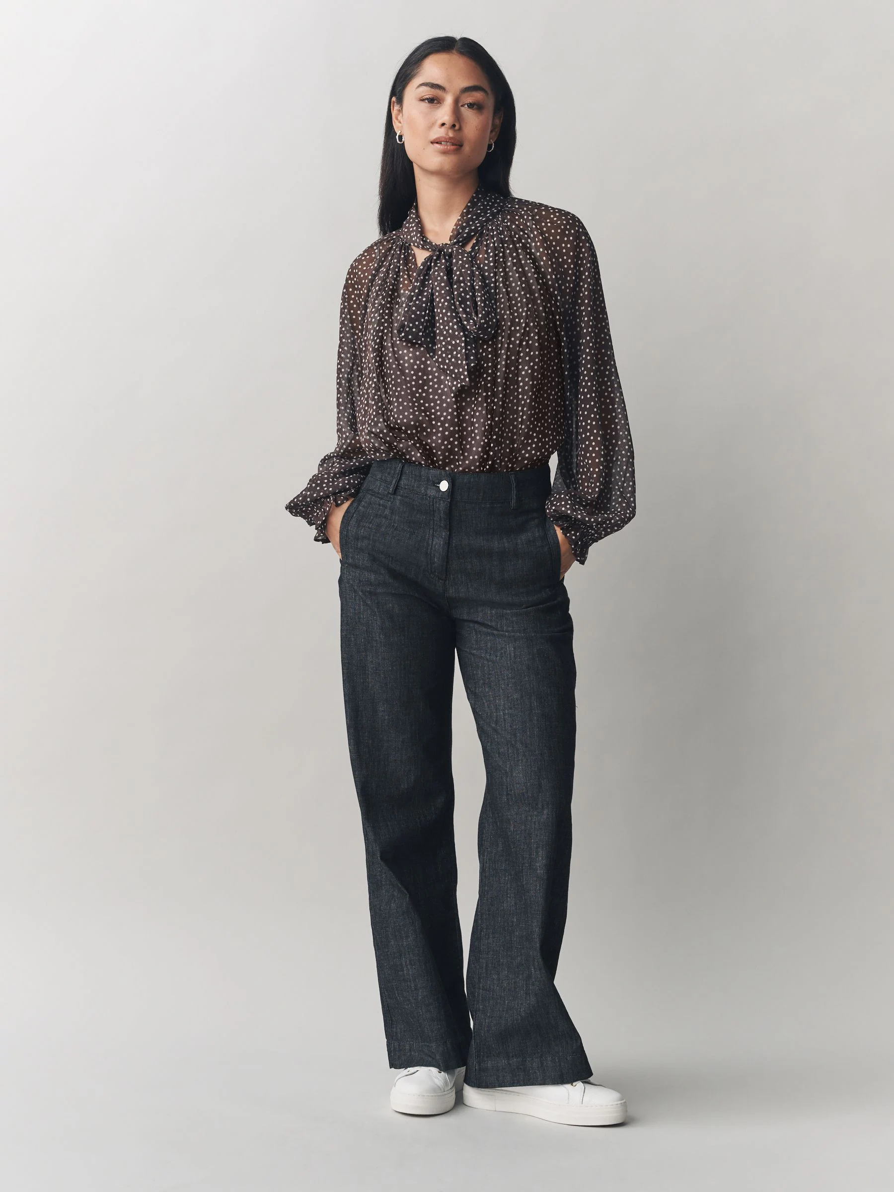 Laura Ashley Chiffon Scarf Bow Blouse