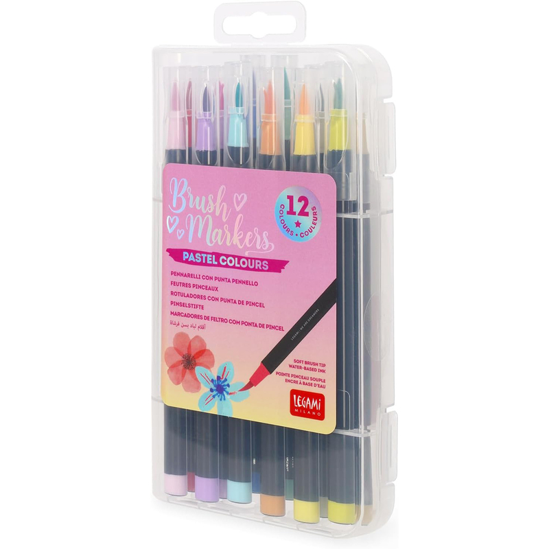 Legami Pinstelstifte Brush Markers Pastell, 12 Stück, assortiert