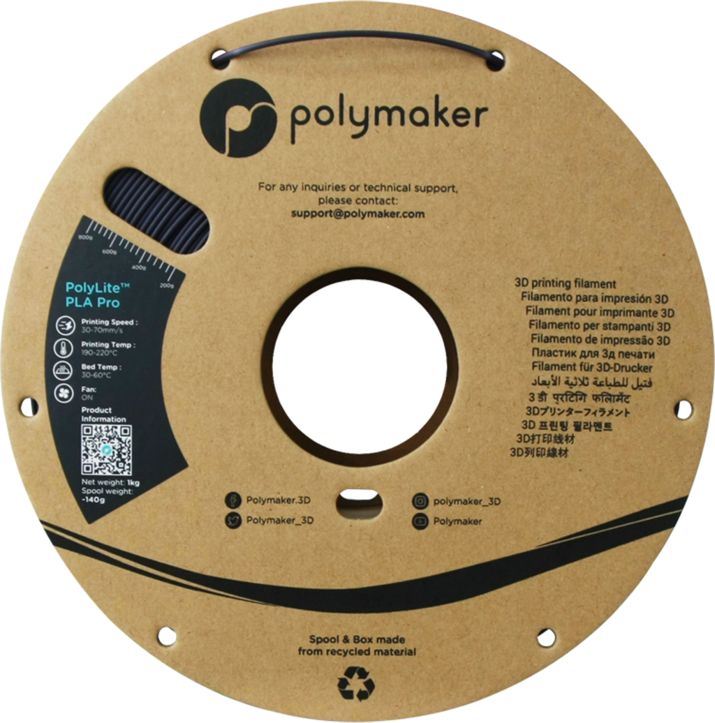 Polymaker  PolyLite PLA PRO Dark Purple, 1,75 mm (1.000 g)    PLA Filament mit exzellenten Eigenschaften für FDM Drucker