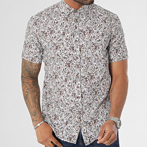 Chemise Manches Courtes Blanc Floral