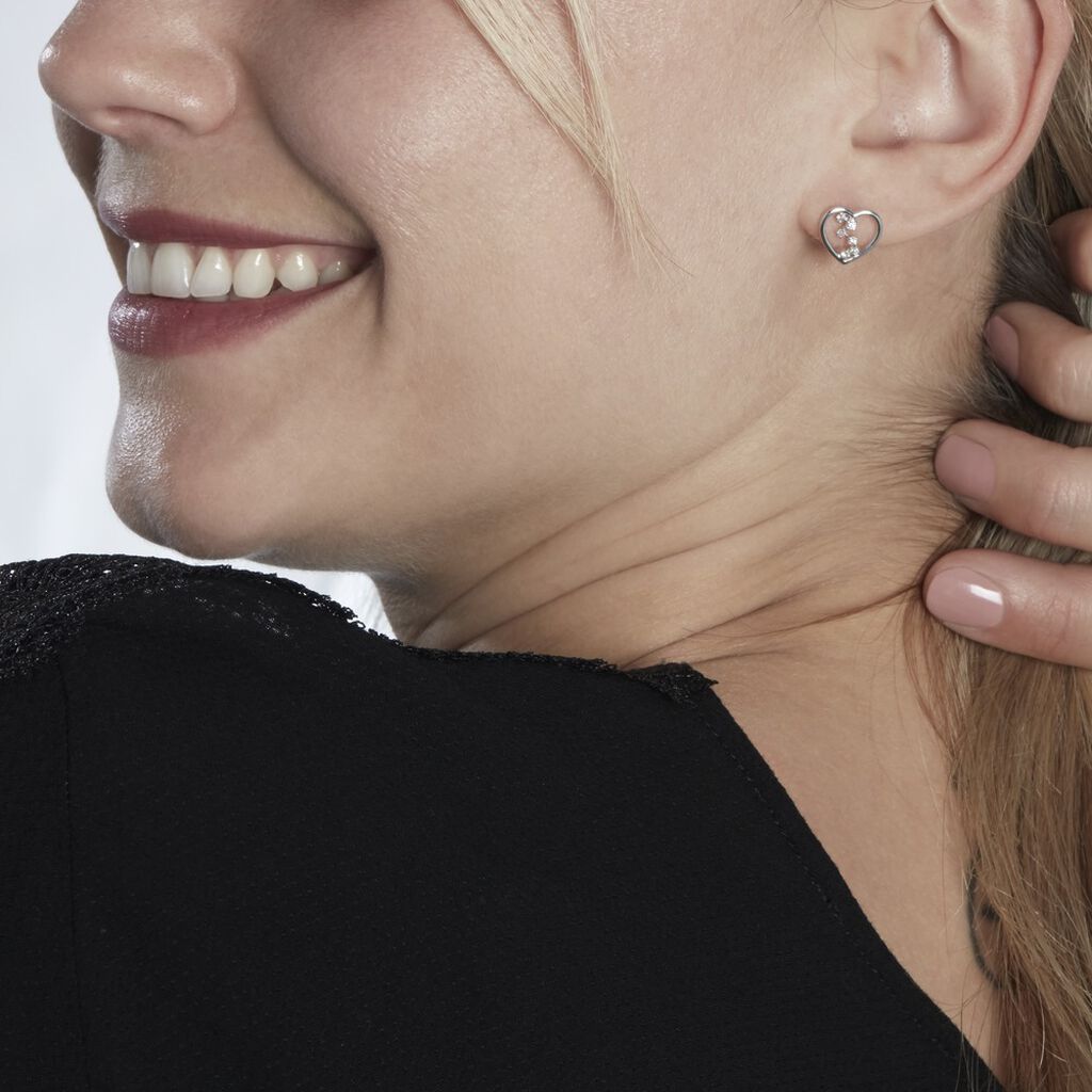 Boucles D'oreilles Puces Modana Or Blanc Diamant