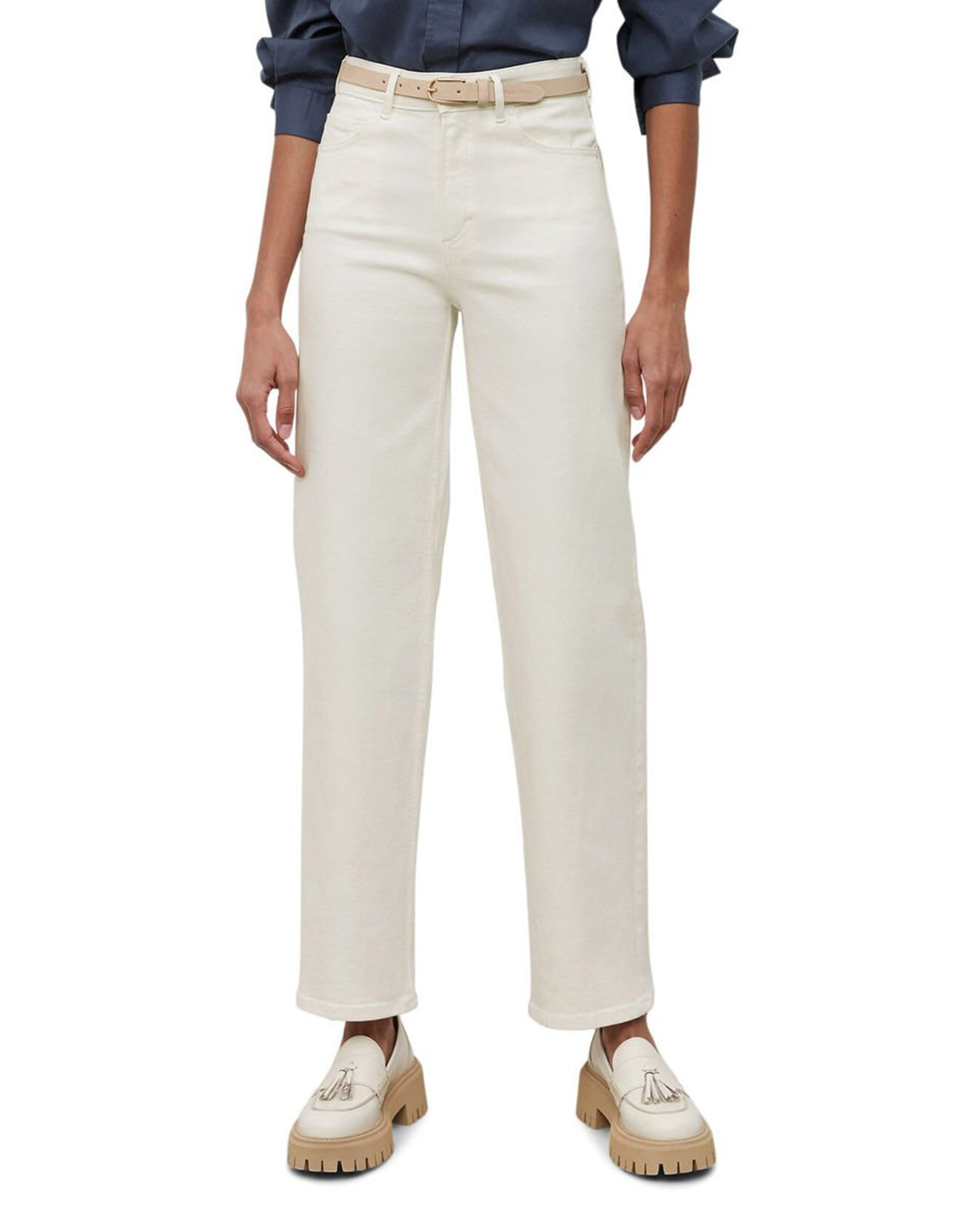 Marc O'Polo Jean taille haute Wideleg blanc