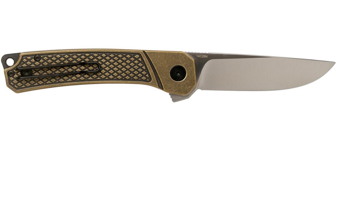 QSP Knife Osprey QS139-D1 Textured Brass, Satin, zakmes