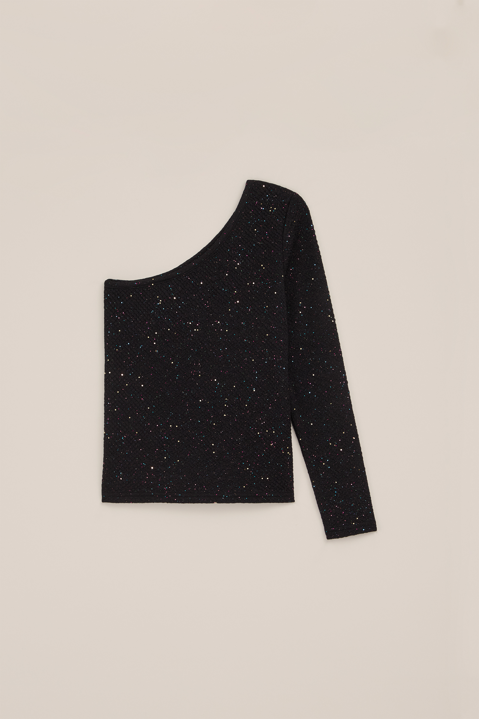 Meisjes one-schoulder T-shirt met structuur WE Fashion Zwart