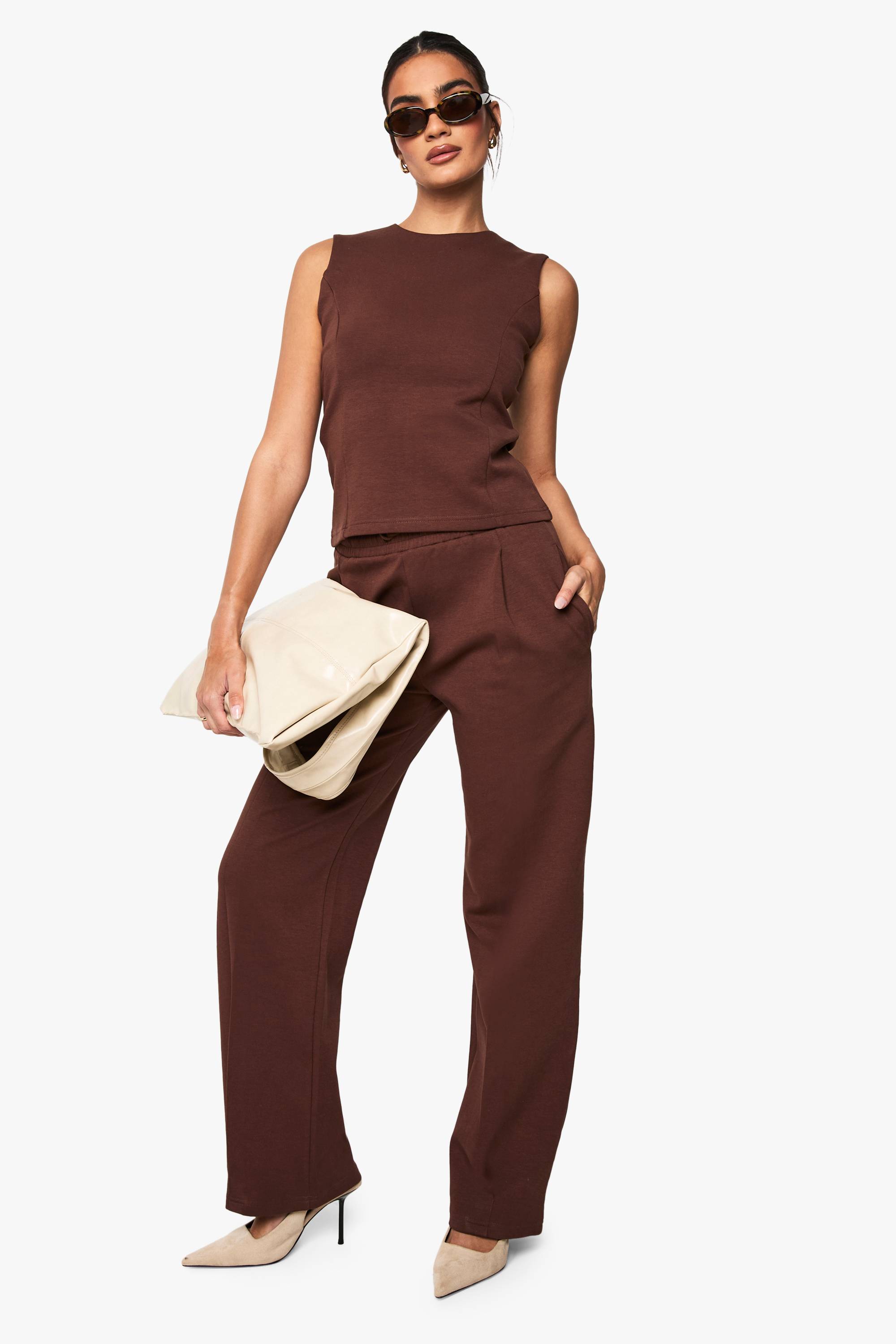 boohoo Interlock Cinched Peplum Top