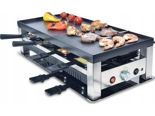 Solis Grill 5 i 1, raclette/ bordgrill/ wok/ crepes/pizza, 8 personer, rustfrit stål, Bordgrill 5 i 1, Type 790