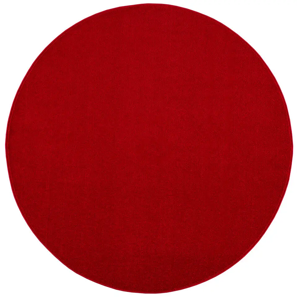 Uni Rond Effen Laagpolig Vloerkleed Modern Rood - 120 CM ROND