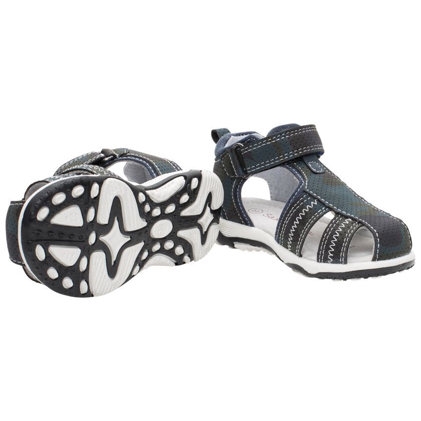 Nu-pieds à imprimé micro perforé all-over - Bleu marine