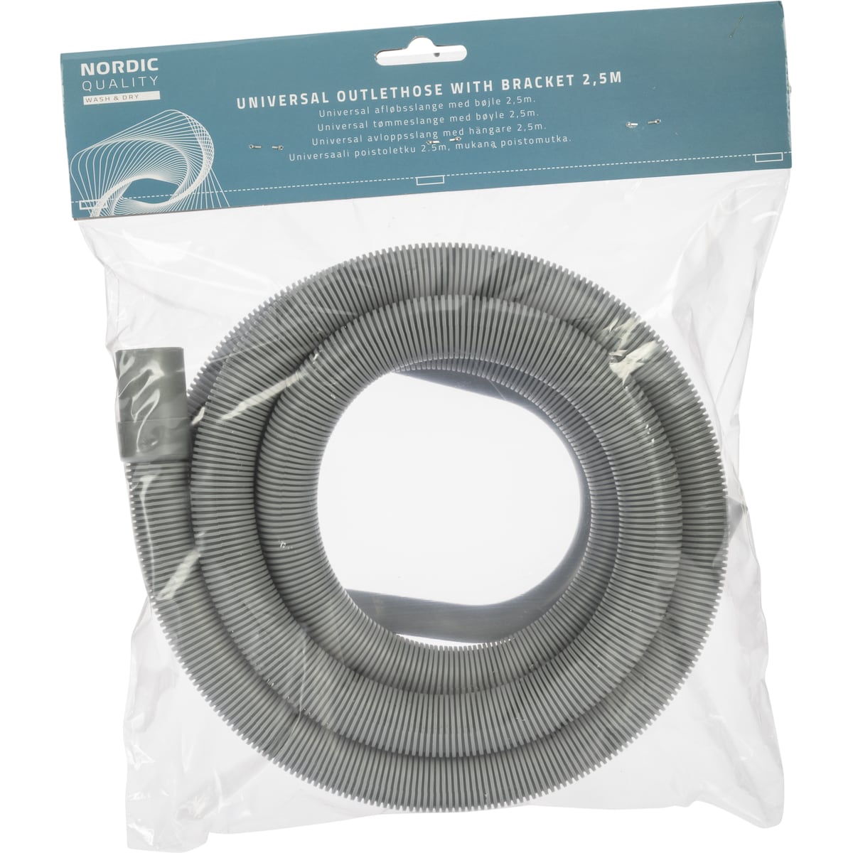 Nordic Quality universal avløpsslange med brakett 252006 (2,5 m)