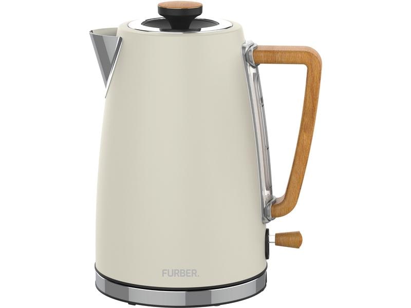 FURBER Wasserkocher Hepburn 1.7 l, Beige Wasserkocher mit 360°-Sockel mit Kabelaufwicklung