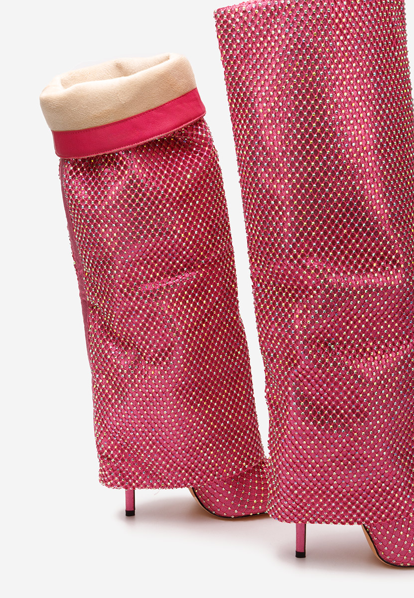 Bottes hautes à talon fin fuchsia Josely