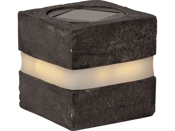 Star Trading Solar Decoration Stonecube Warmweiss, Grau Solargartendekoration