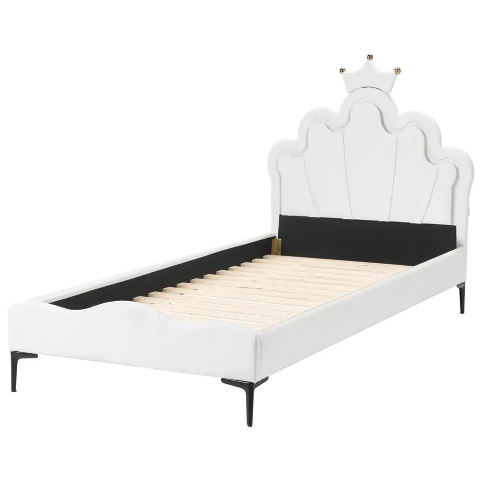 RUBIAN - Bed met LED - Wit - 90 x 200 cm - Fluweel