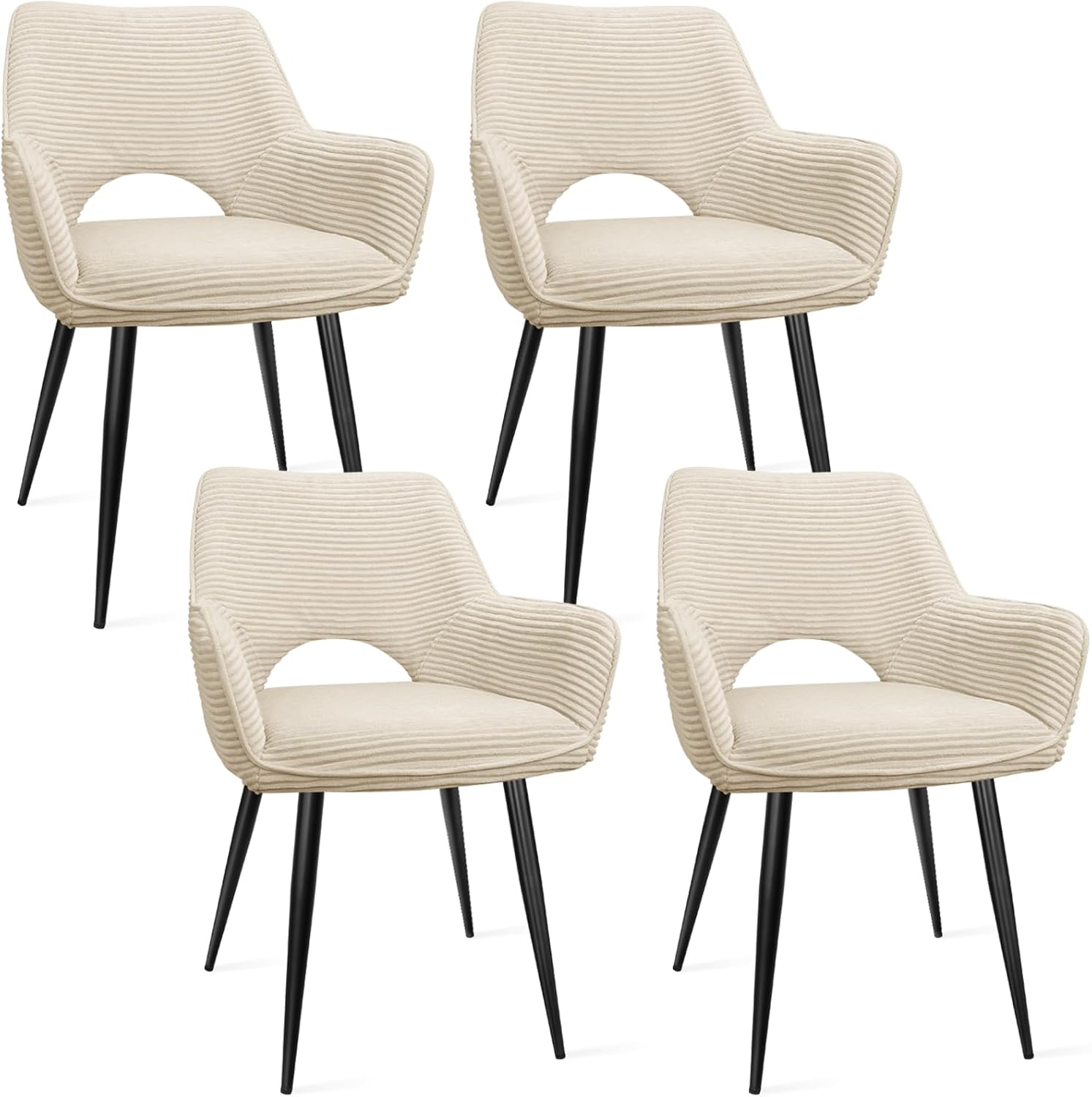 Esszimmerstühle 4er Set,Armlehnstuhl mit Metallbeine,geeignet als Schminktisch Stuhl,Stühle Esszimmer,Samt Stuhl,Küchenstühle,Wohnzimmerstuhl,Polsterstuhl mit Samtigem Gefühl,beige