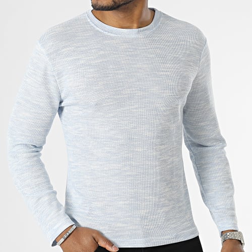 Tee Shirt Manches Longues Bleu Ciel Chiné