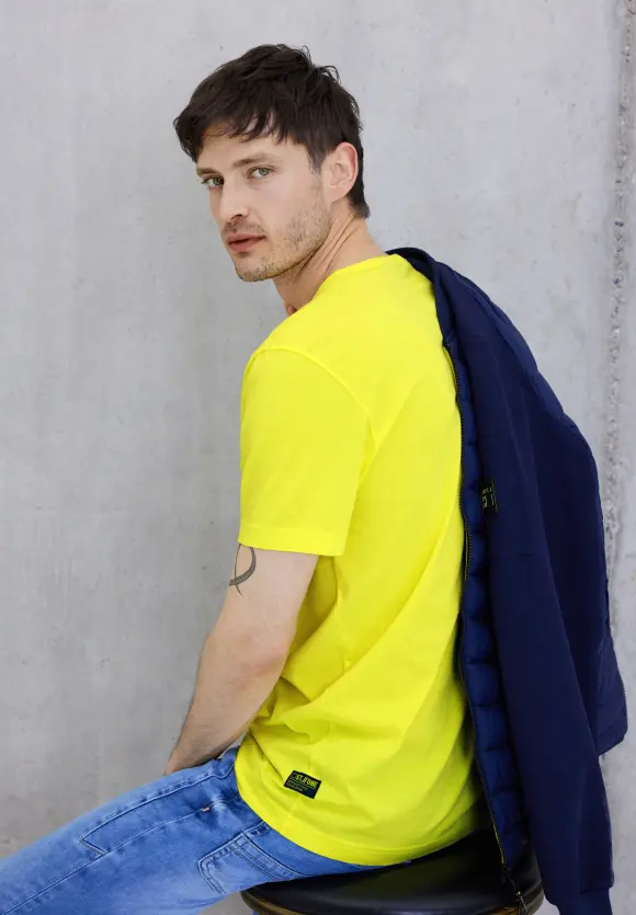 T-Shirt mit Wordingprint - lemon yellow