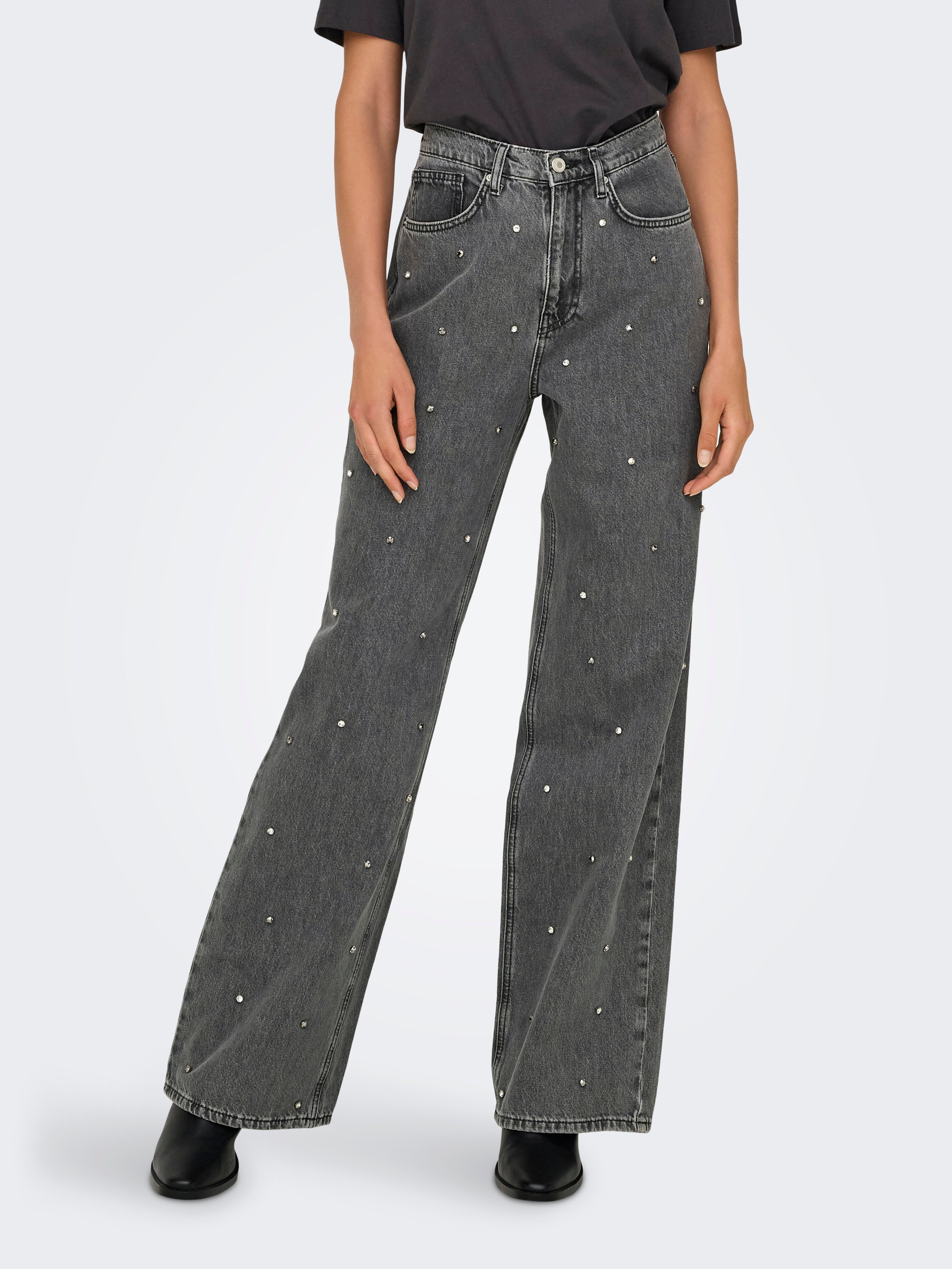 ONLHOPE Hohe Taille Weiter Beinschnitt Jeans Medium Grey Denim