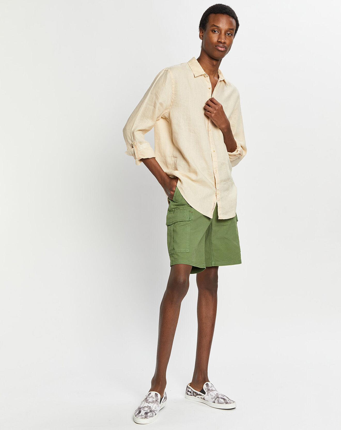 Scotch & Soda Chemise 100% Lin Regular Fit Garment Dyed beige
