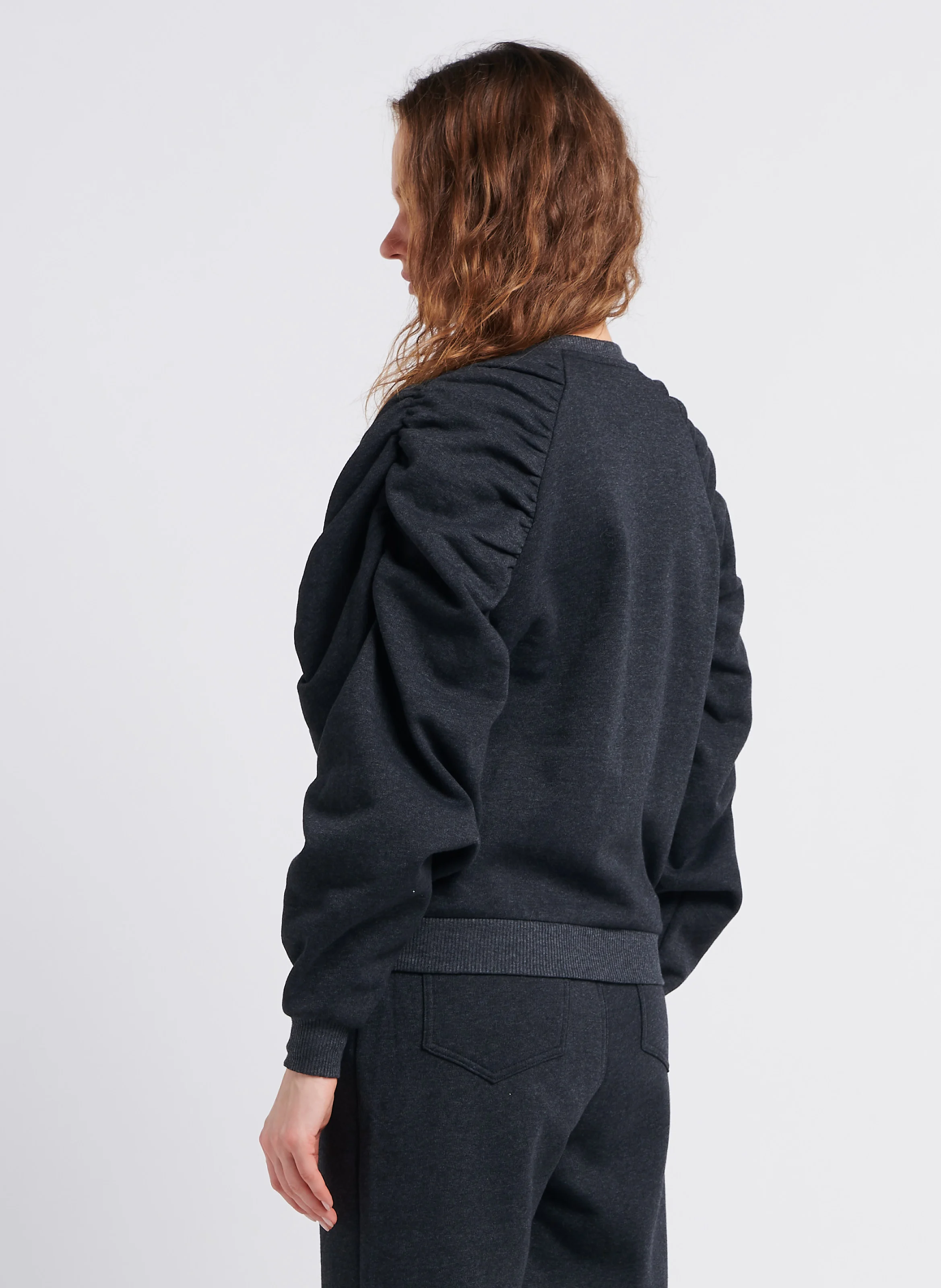 XENIA - Sweat col rond en coton mélangé | Gris