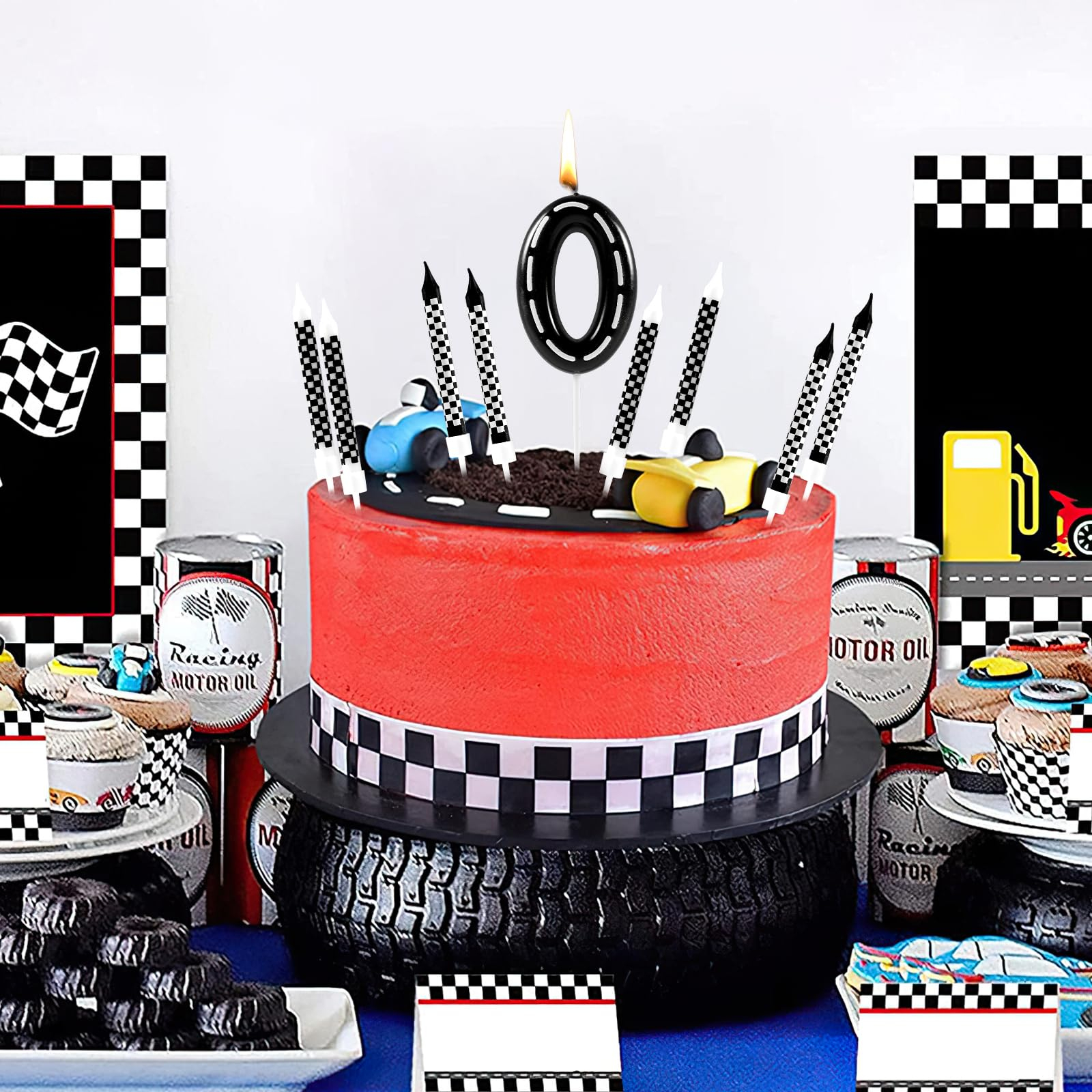 (13-tlg. Set) Zahlen Geburtstags Kerzen Auto Rennen Kuchenstecker Happy Birthday Deko für Torten / Kuchen - Zahl 2