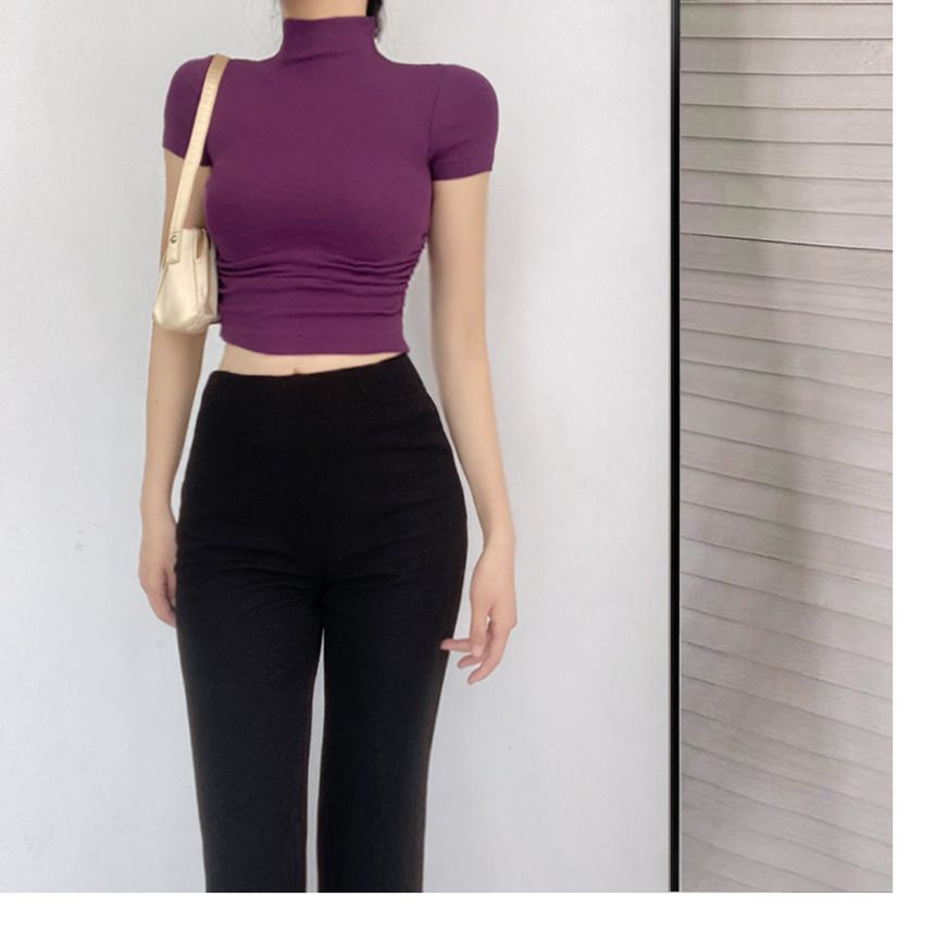 STARK - T-shirt met korte mouwen en mockneck, effen