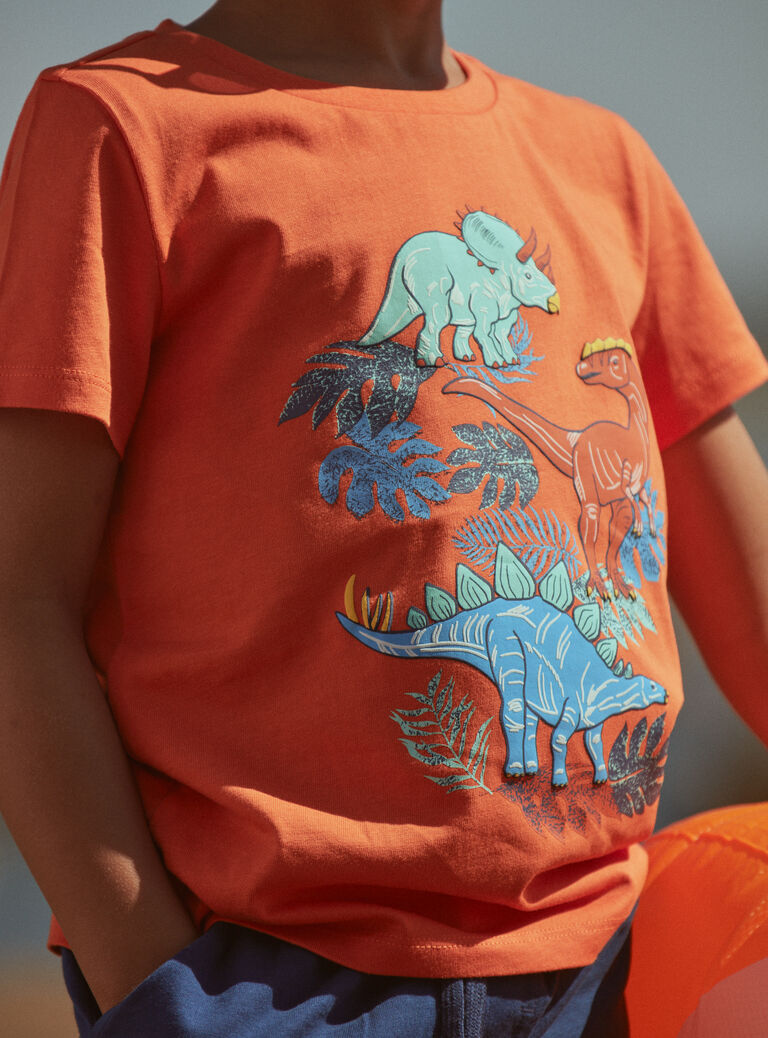 T-shirt et short orange et bleu marine en jersey