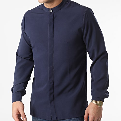 Chemise Manches Longues Col Mao 22005 Bleu Marine