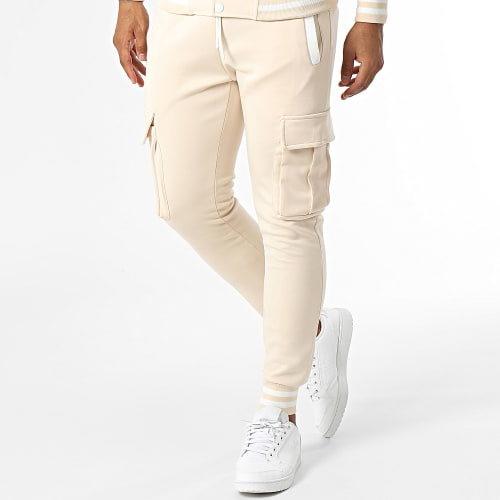 Ensemble Veste Boutonnée Et Pantalon Cargo Beige