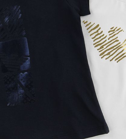 Emporio Armani T-Shirt - T-Shirt - Navy/Weiß m. Print