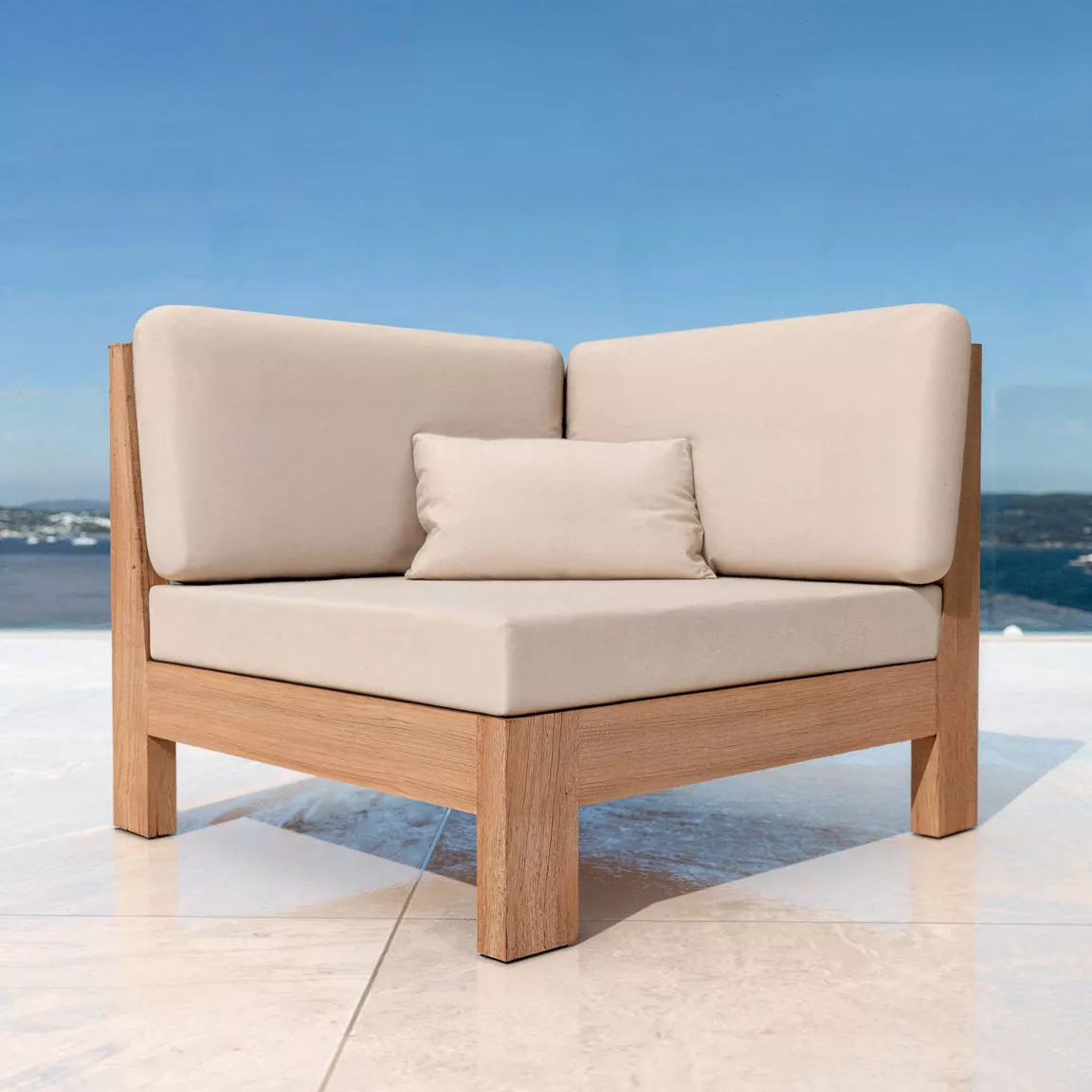 Fauteuil d'angle de jardin bois d'acacia Bornéo Sable