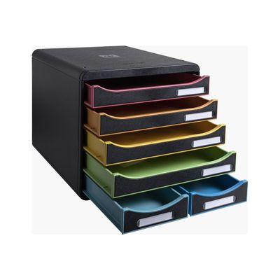 Exacompta Office Big Box - Module de classement 6 tiroirs - noir arlequin